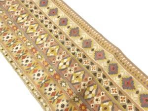 縞に抽象模様織出し袋帯